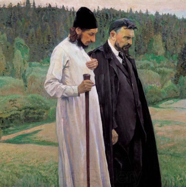 Mikhail Nesterov Philosophers depicts Symbolist thinkers Pavel Florensky and Sergei Bulgakov Spain oil painting art